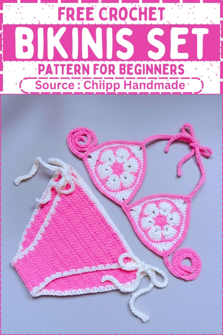 Free Crochet Bikinis Set Pattern In Pink - Triangle Top and Adjustable ...