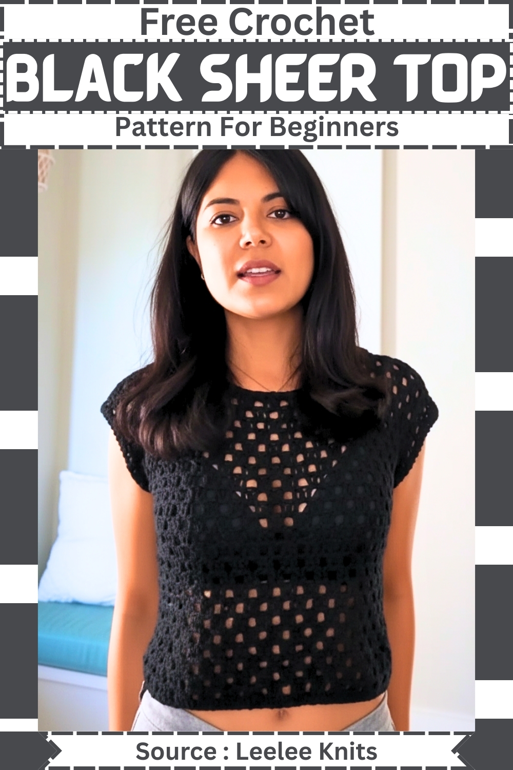 Free Crochet black sheer TOP Pattern For Beginners