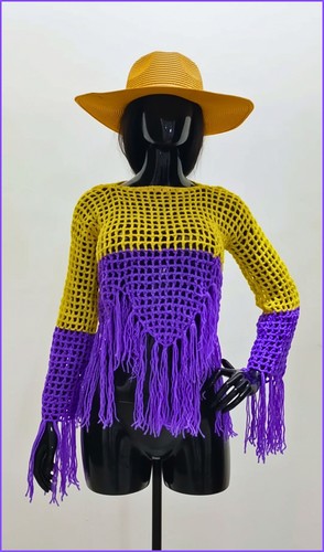 Free Crochet fringe mesh top Pattern For Beginner 4