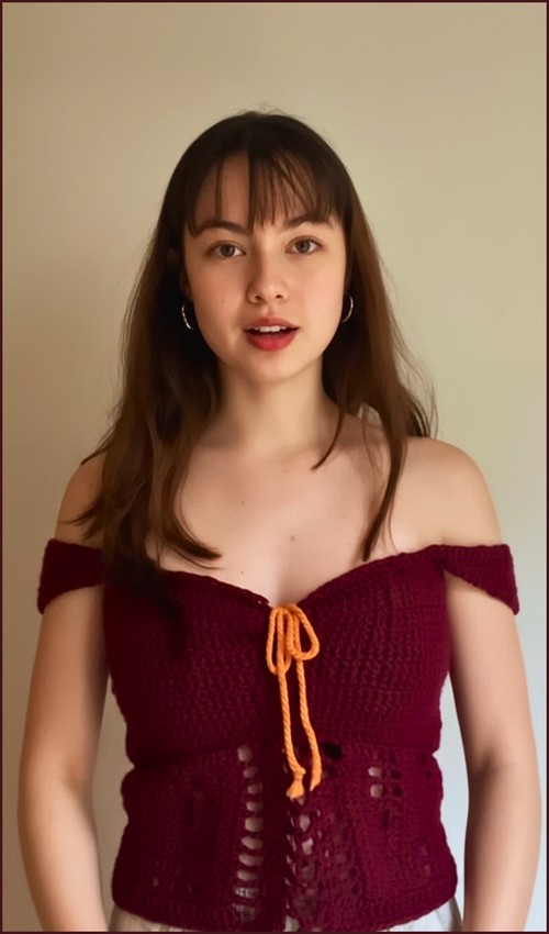 Free Crochet lace Milkmaid Sheer Top Pattern For Beginners 5