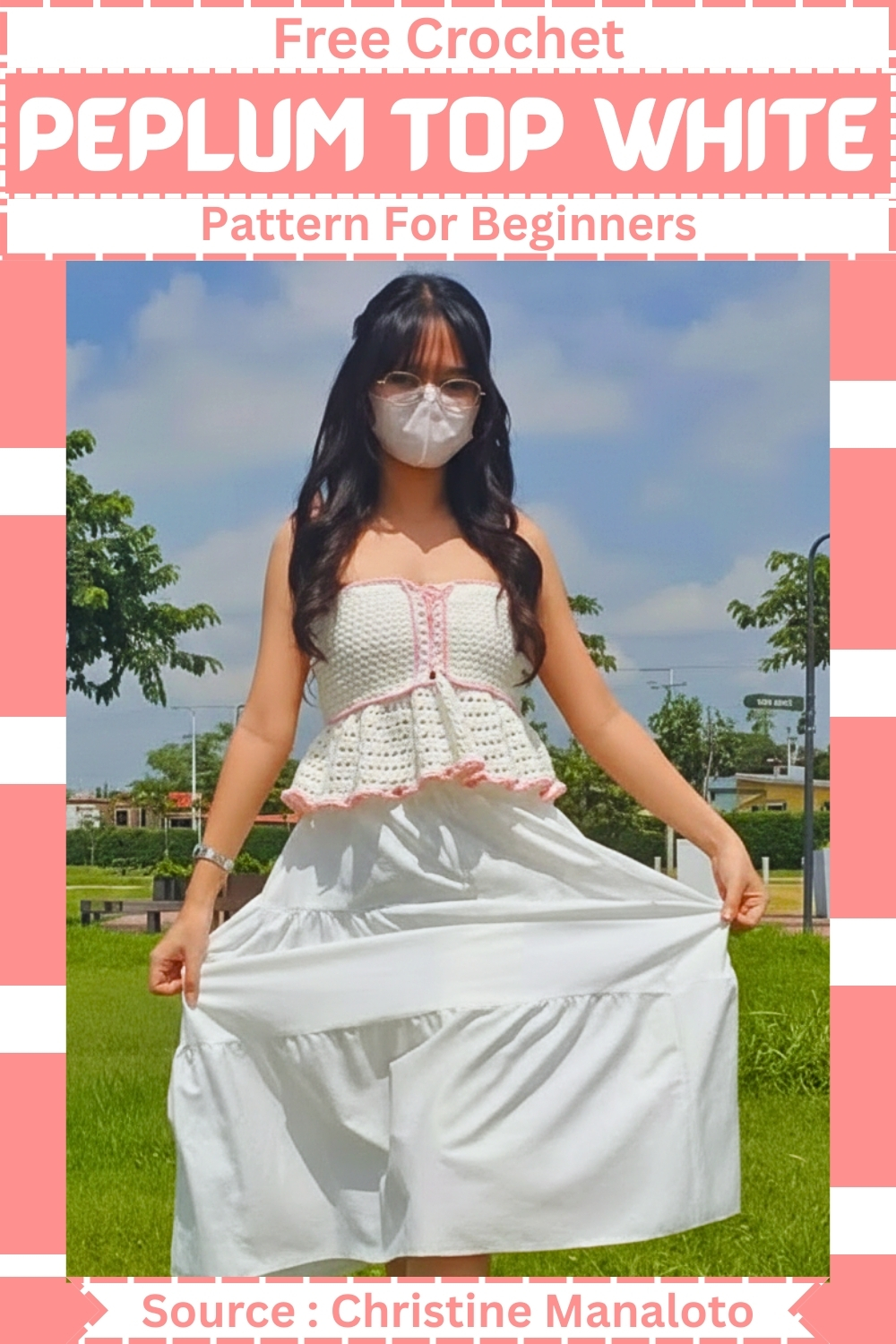 Free Crochet peplum top white Pattern For Beginner