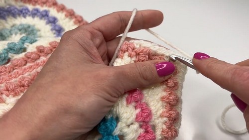 Detailed view of Picot Stitch edging with neat corner shaping.