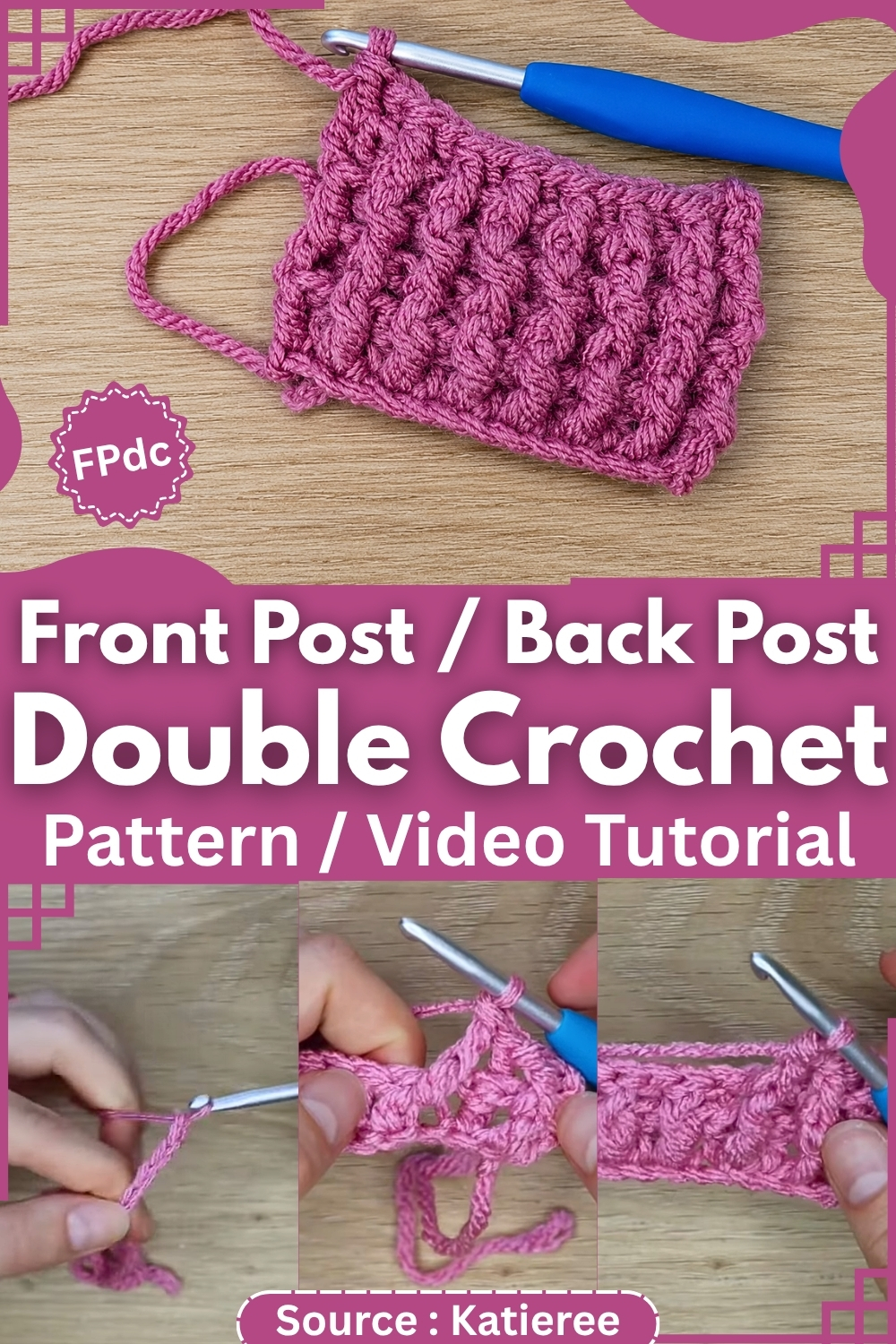 Front Post Back Post Double Crochet Pattern Video Tutorial