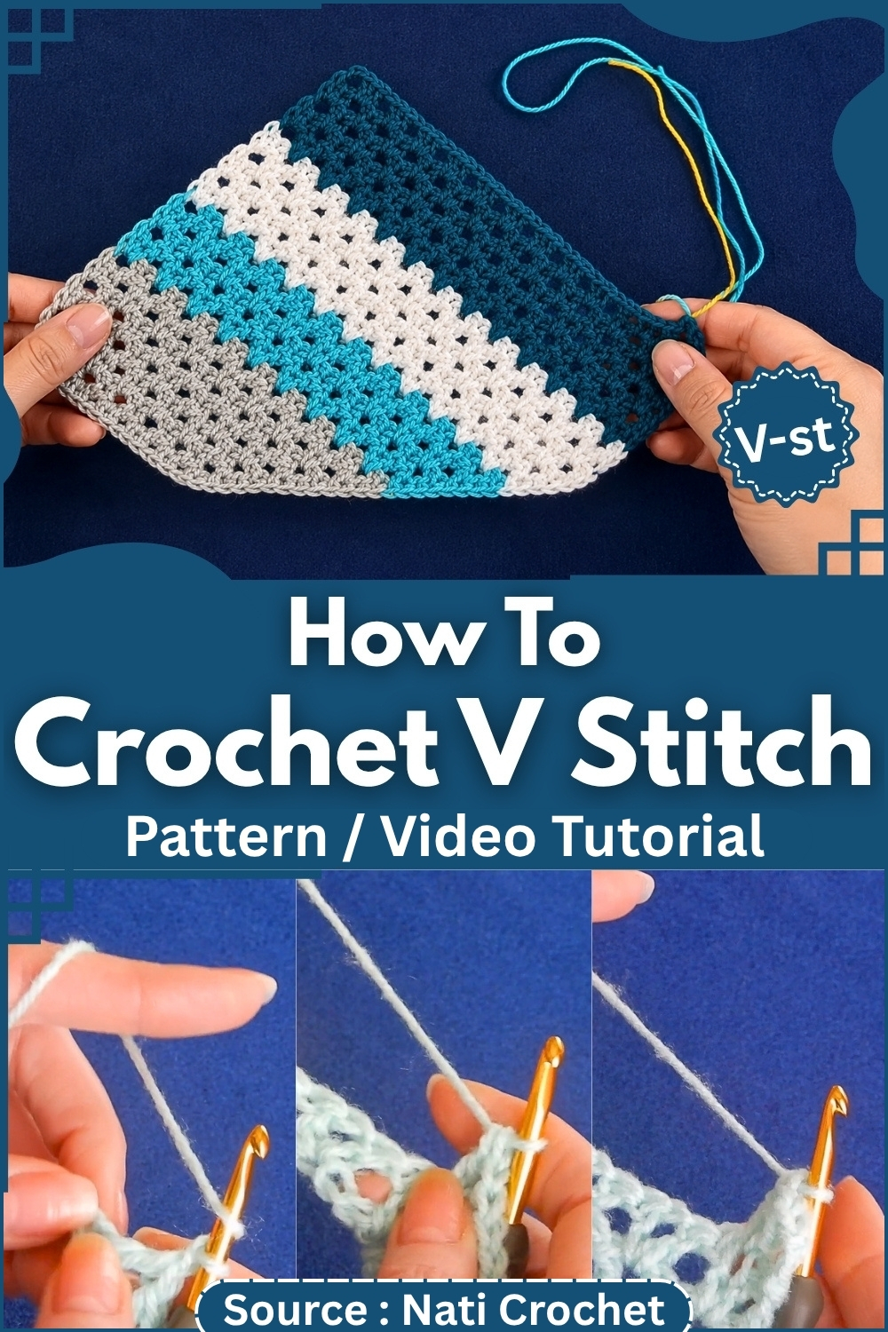 How To Crochet V-Stitch Pattern Video Tu