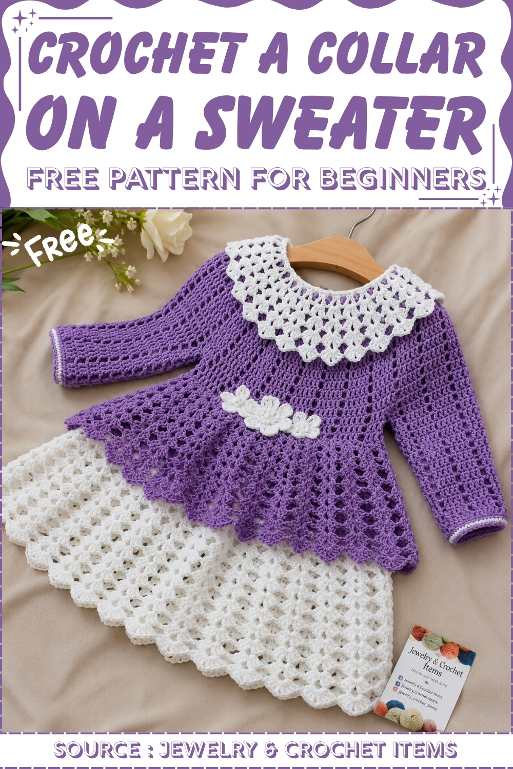Crochet A Collar On A Sweater Free Pattern for Beginner