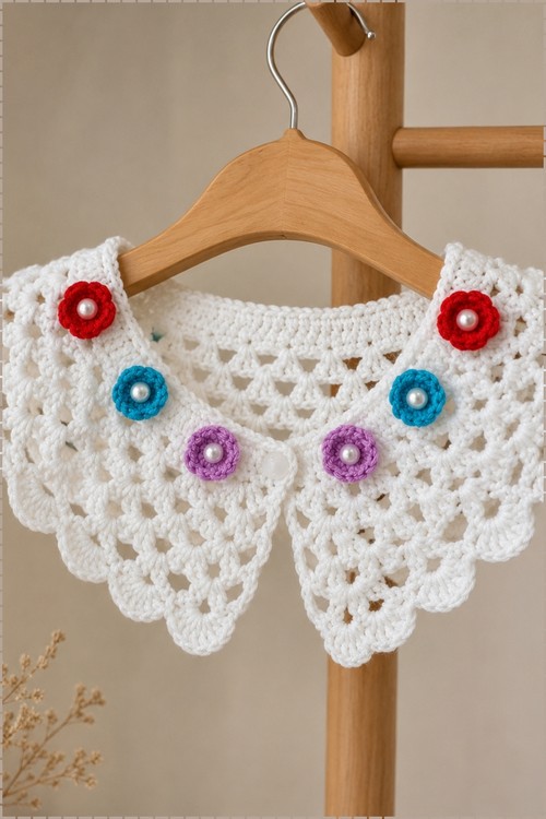Crochet Collar on Sweater 5