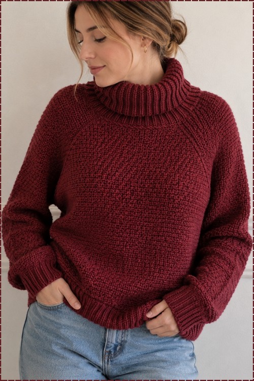 Crochet Funnel Neck Sweater 5