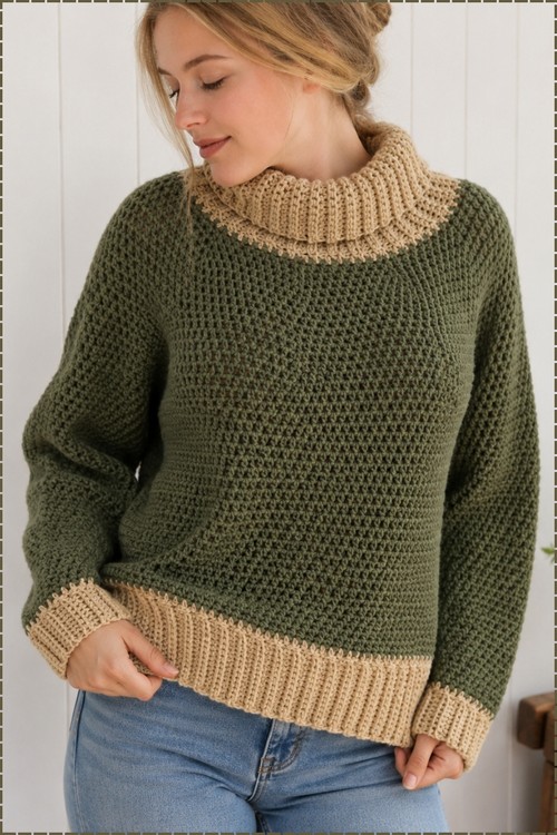 Crochet High Neck Sweater 5