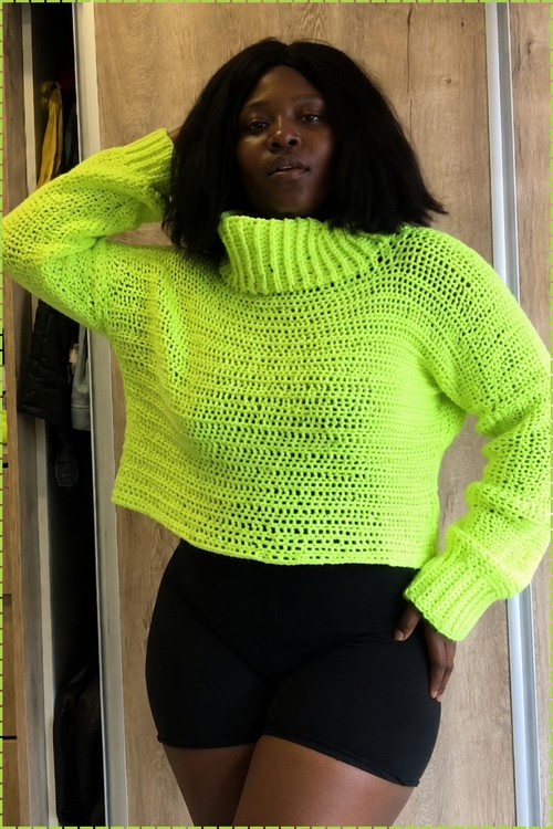 Crochet Mock Neck Sweater 5