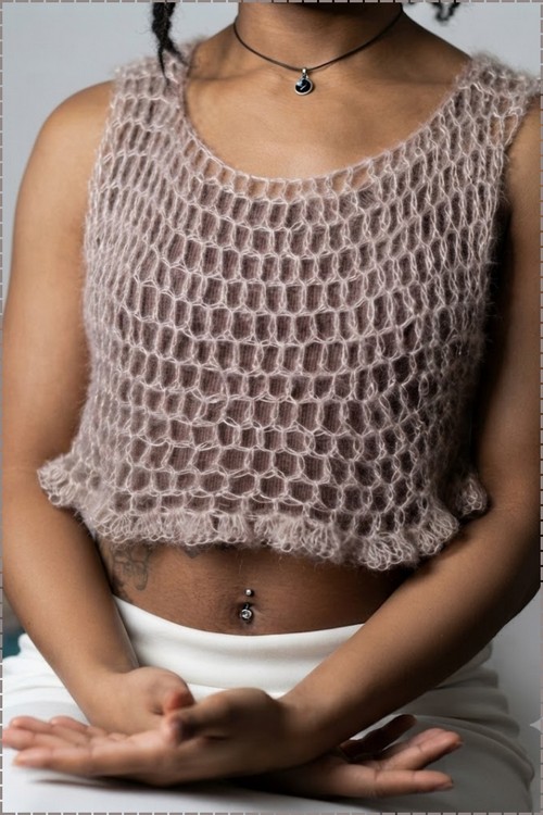 Crochet Mohair Boat Neck Top 5