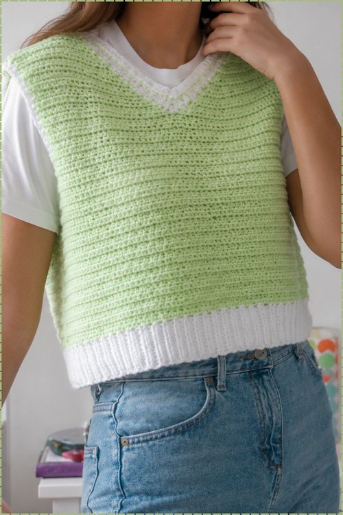 Crochet V Neck Crochet Sweater 5
