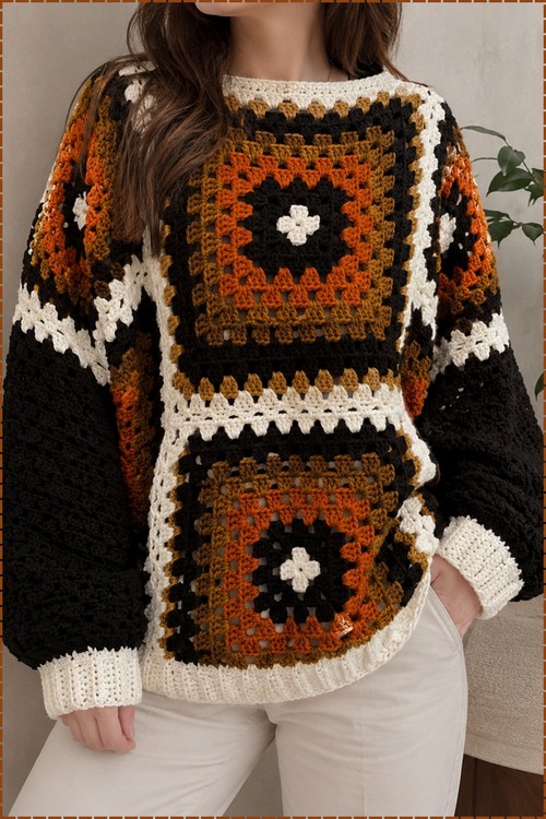 Loose Off Shoulder Crochet Sweater 5