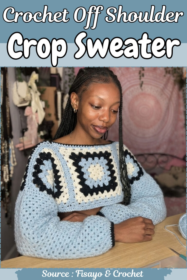 free Crochet Off Shoulder Crop Sweater 8