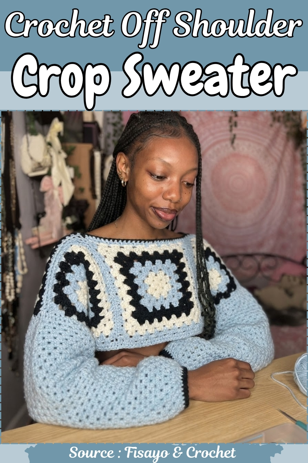 free Crochet Off Shoulder Crop Sweater 8